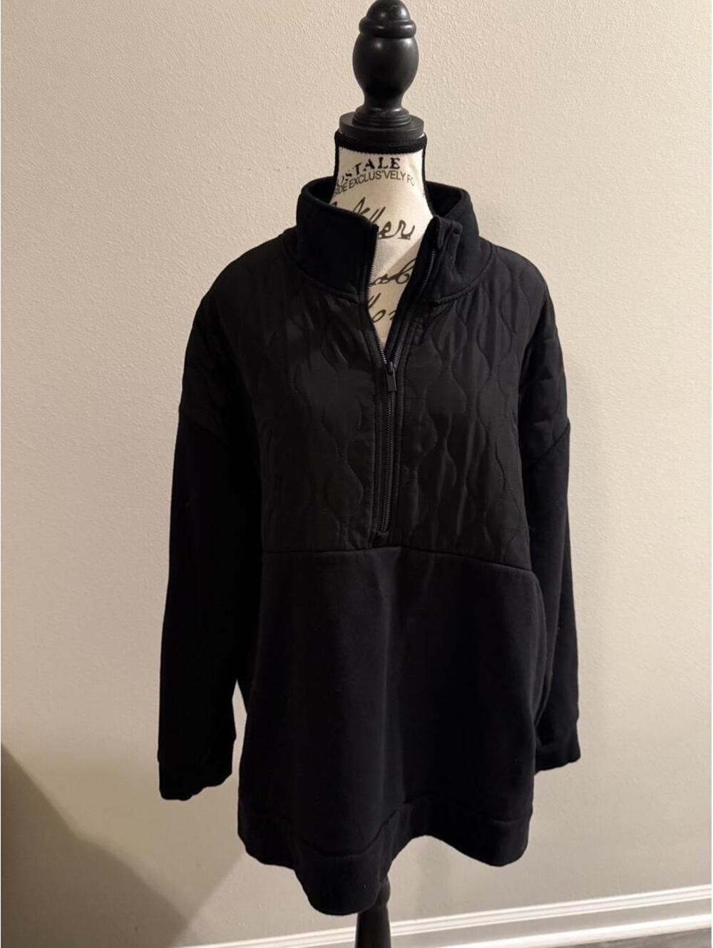 Women's Quilted Fleece Pullover, Size XL